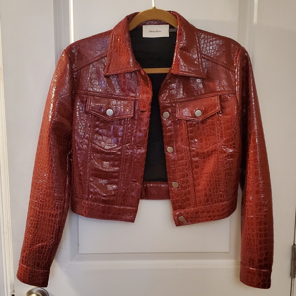 Red Snakeskin Vegan Leather Jacket